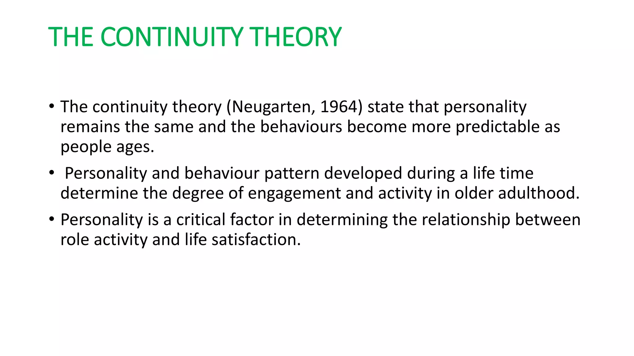 Continuity Theory Example Concepts and theories of aging | PPTX