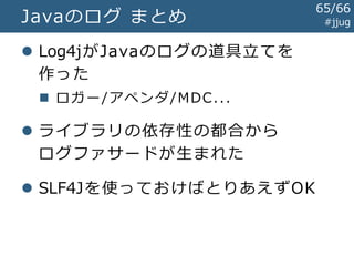 Javaのログ
まとめ
#jjug
65/67
 