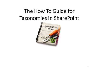 The How To Guide for Taxonomies in SharePoint 1 