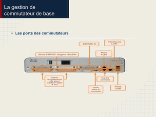La gestion de
commutateur de base
• Les ports des commutateurs
 