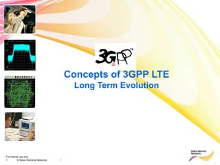 For internal use only
1 © Nokia Siemens Networks /
Concepts of 3GPP LTE
Long Term Evolution
 