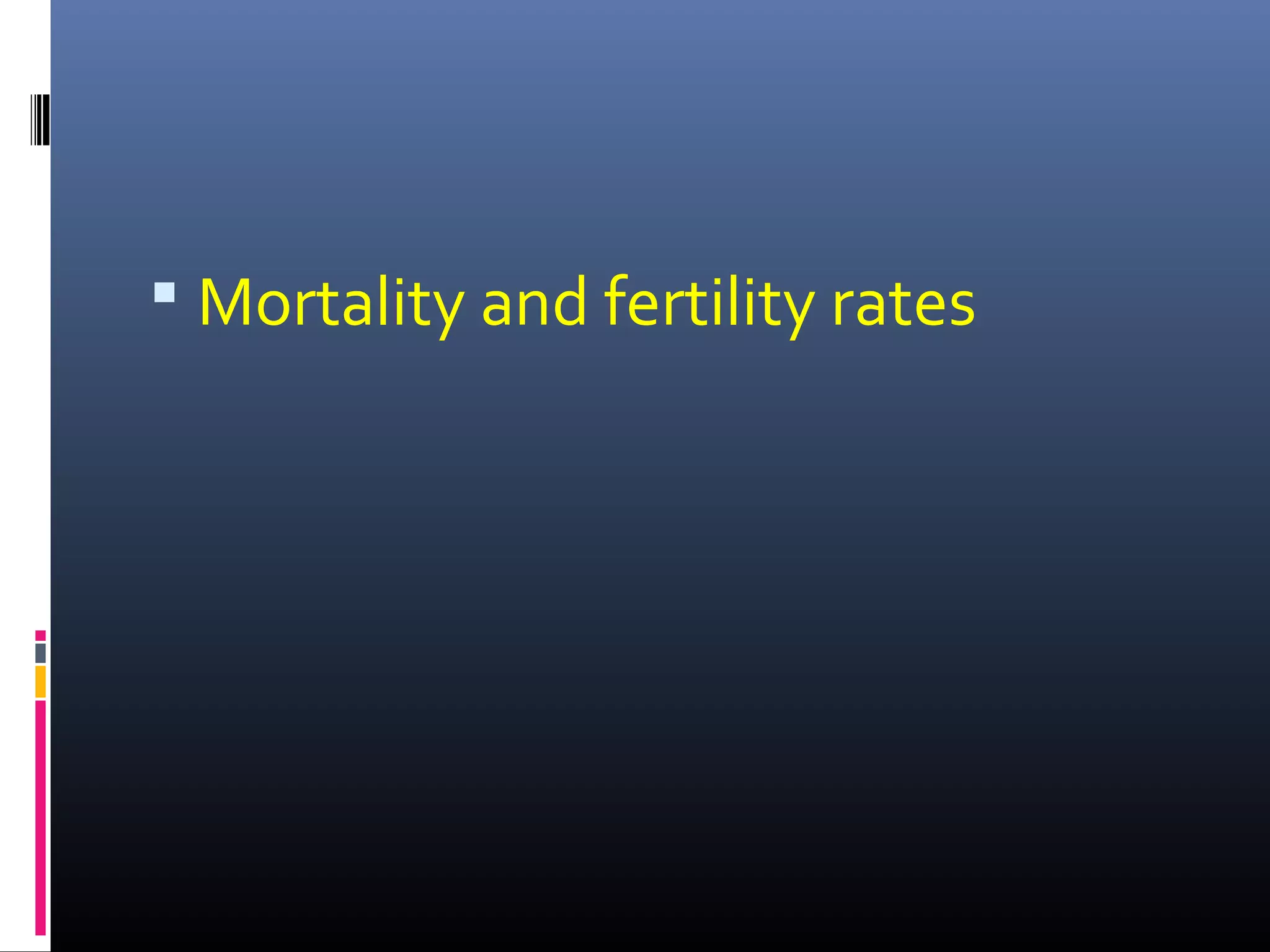  Mortality and fertility rates
 