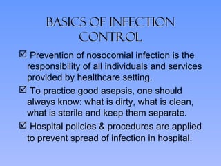 Maintain Infection Concepts of infection control manish | PPT