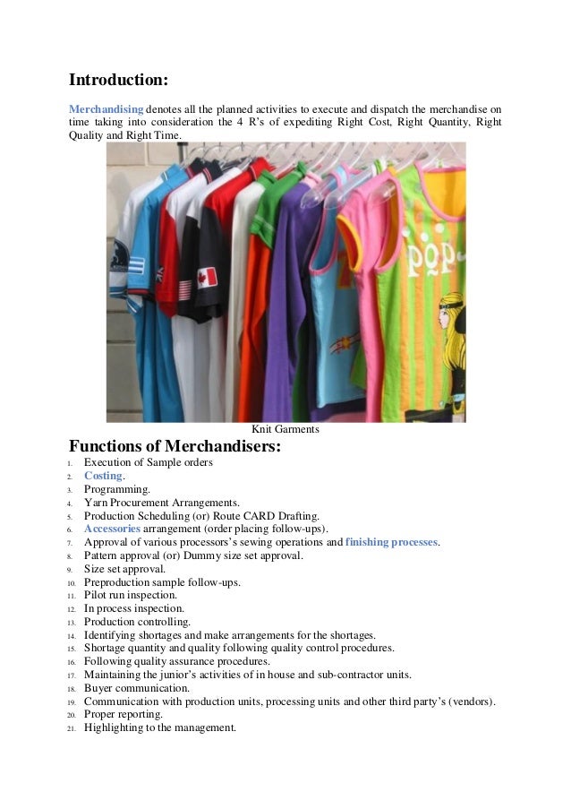 Concepts of knit garments merchandising