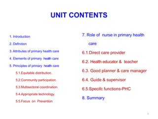 CONCEPTS OF PRIMARY HEALTH CARE community health nursing | PPTX