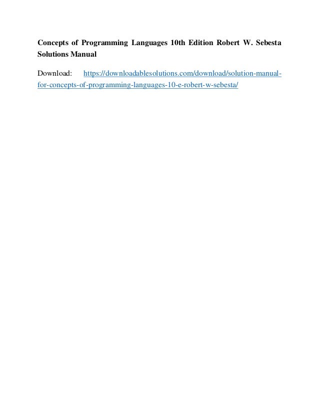 Concepts of Programming Languages 10th Edition Robert W. Sebesta Solu…