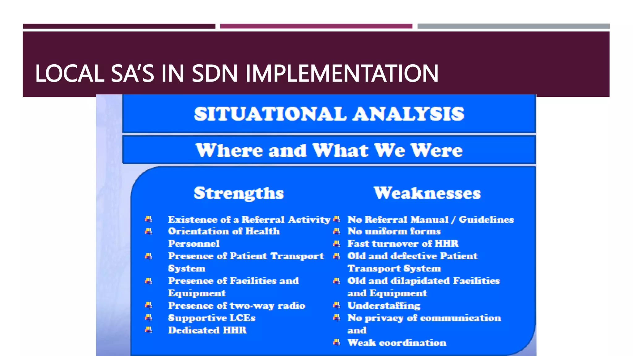 LOCAL SA’S IN SDN IMPLEMENTATION
 