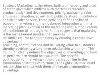 Concepts of strategic marketing