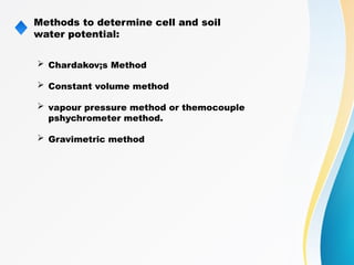 Concepts of water potential and water important | PPTX