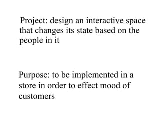 [object Object],Purpose: to be implemented in a store in order to effect mood of customers 