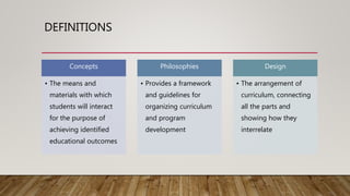 Concepts, philosophies design of curriculum | PPTX