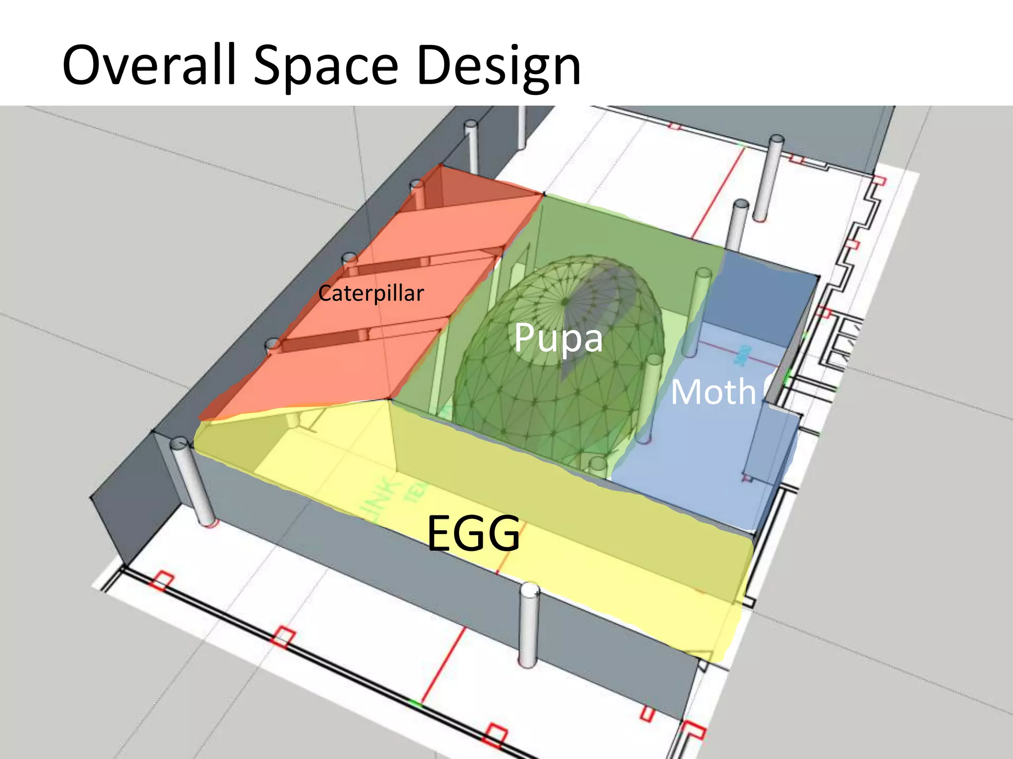 Overall Space Design 
EGG 
Caterpillar 
Pupa 
Moth 
 