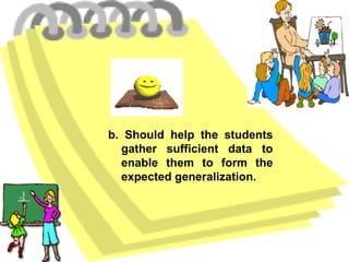b. Should help the students gather sufficient data to enable them to form the expected generalization. 