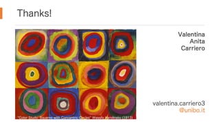 Thanks!
Color Study: Squares with Concentric Circles Wassily Kandinsky (1913)
Valentina
Anita
Carriero
valentina.carriero3
@unibo.it
 