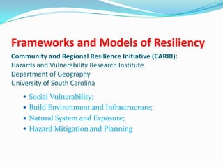 Community Resilience Model.pdf Conceptual Models for Disaster Resilient Communities | PPTX