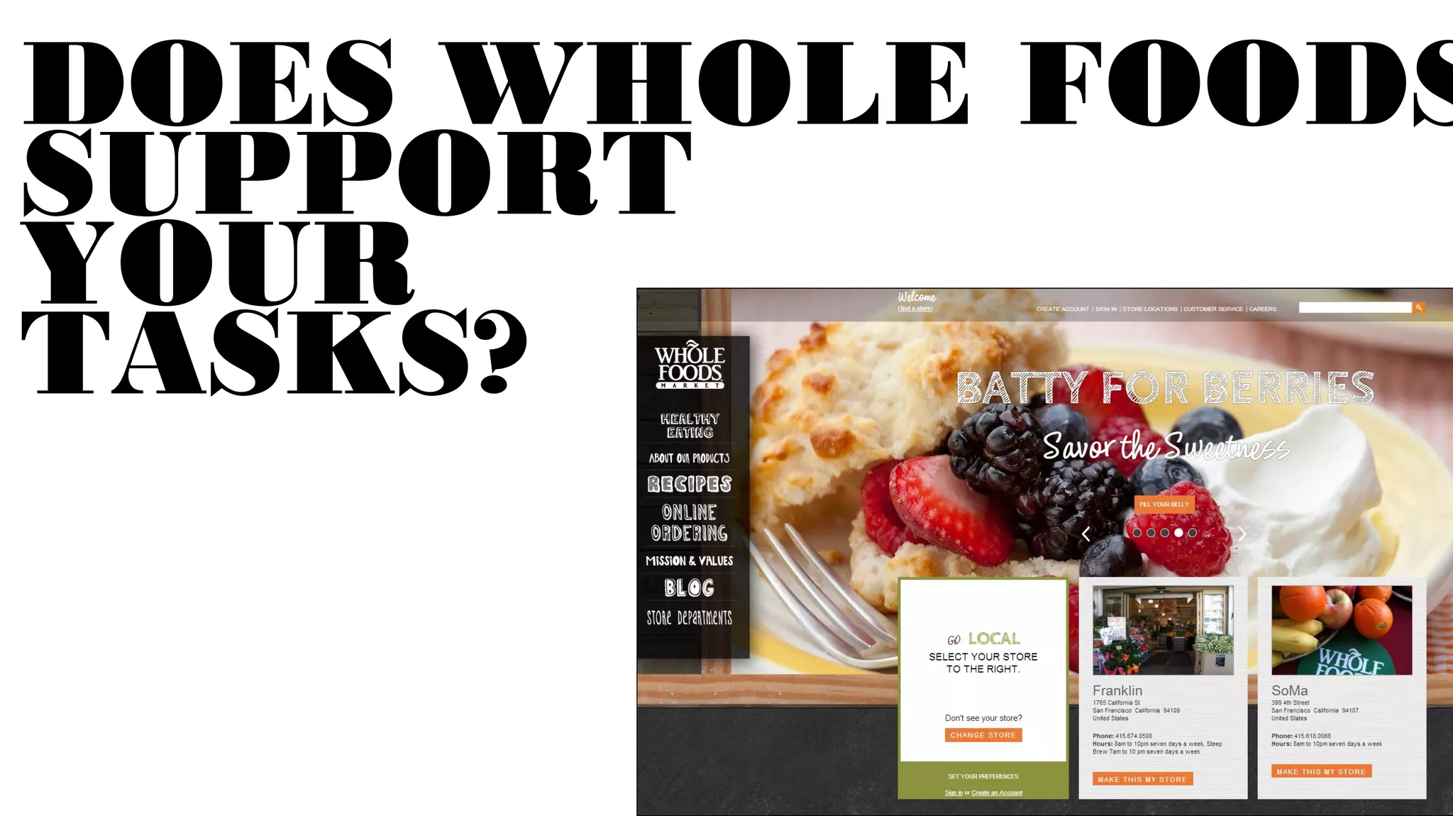 DOES SAFEWAY
SUPPORT
YOUR
TASKS?
 