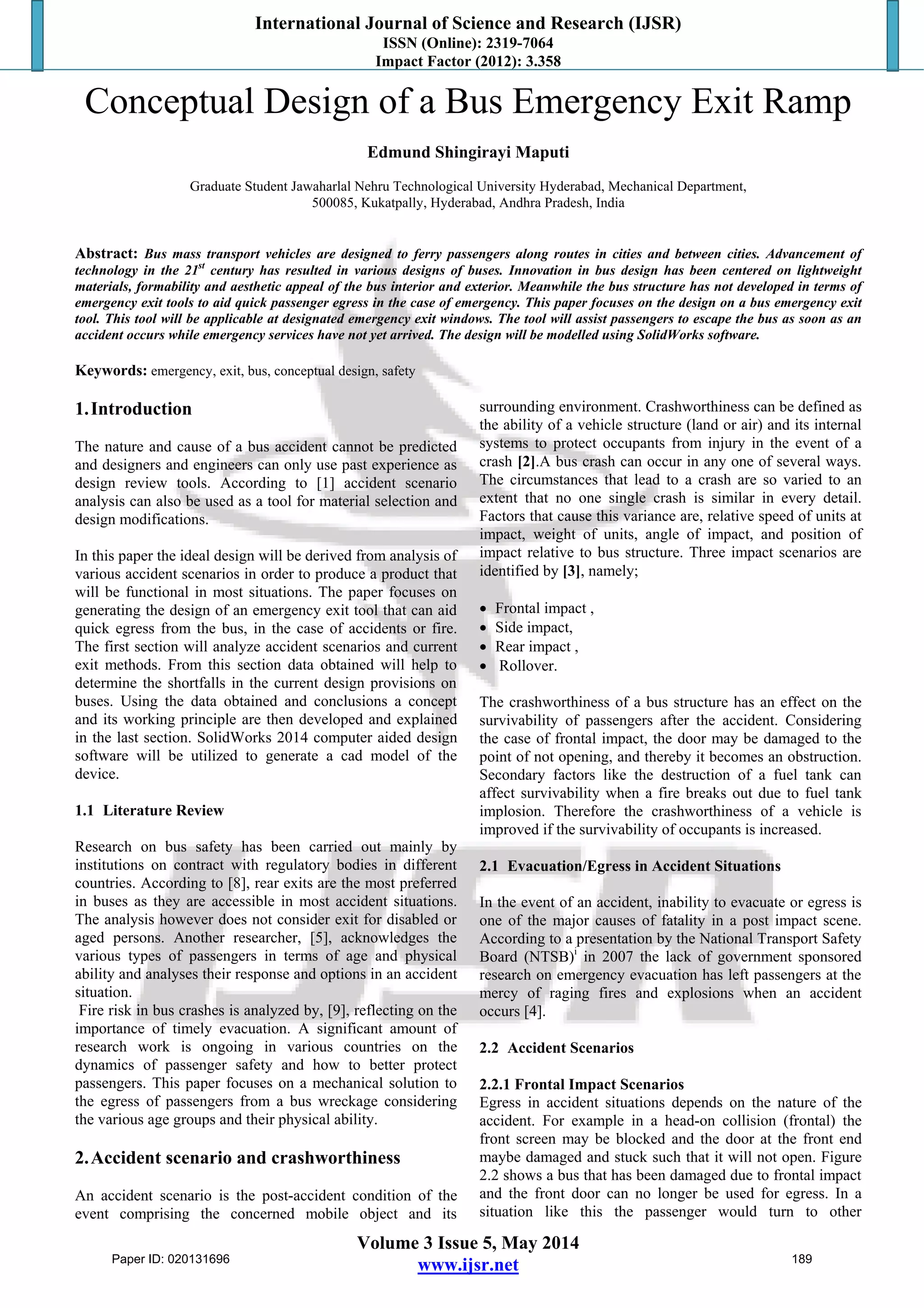 Conceptual design of a bus emergency exit ramp | PDF