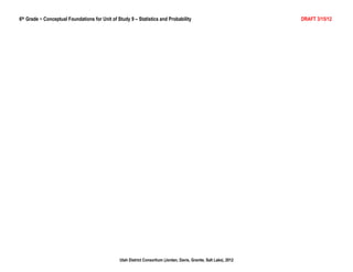 6th Grade ~ Conceptual Foundations for Unit of Study 9 – Statistics and Probability                                  DRAFT 3/15/12




                                                Utah District Consortium (Jordan, Davis, Granite, Salt Lake), 2012
 