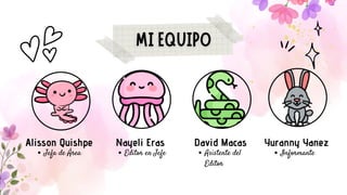 Nayeli Eras David Macas
Editor en Jefe Asistente del
Editor
Yuranny Yanez
Informante
Jefa de Área
Alisson Quishpe
 