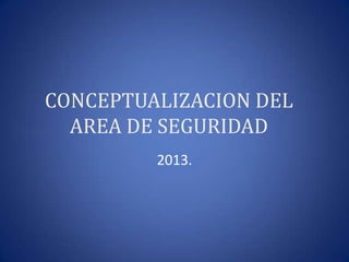 CONCEPTUALIZACION DEL
AREA DE SEGURIDAD
2013.

 