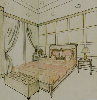 Conceptual Loft Design Boards: Bedroom 3D Perspective