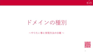 ドメインの種別
～やりたい事と実現方法の分離 ～
14
 