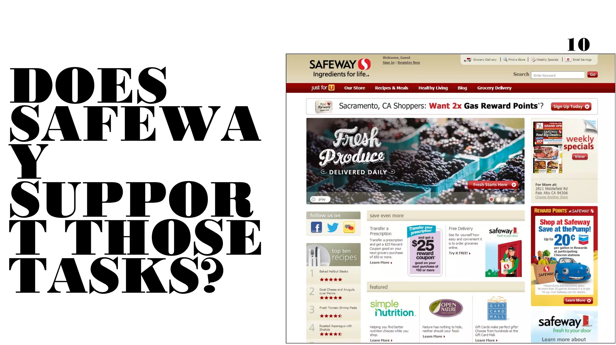 DOES SAFEWAY
SUPPORT
YOUR
TASKS?

 