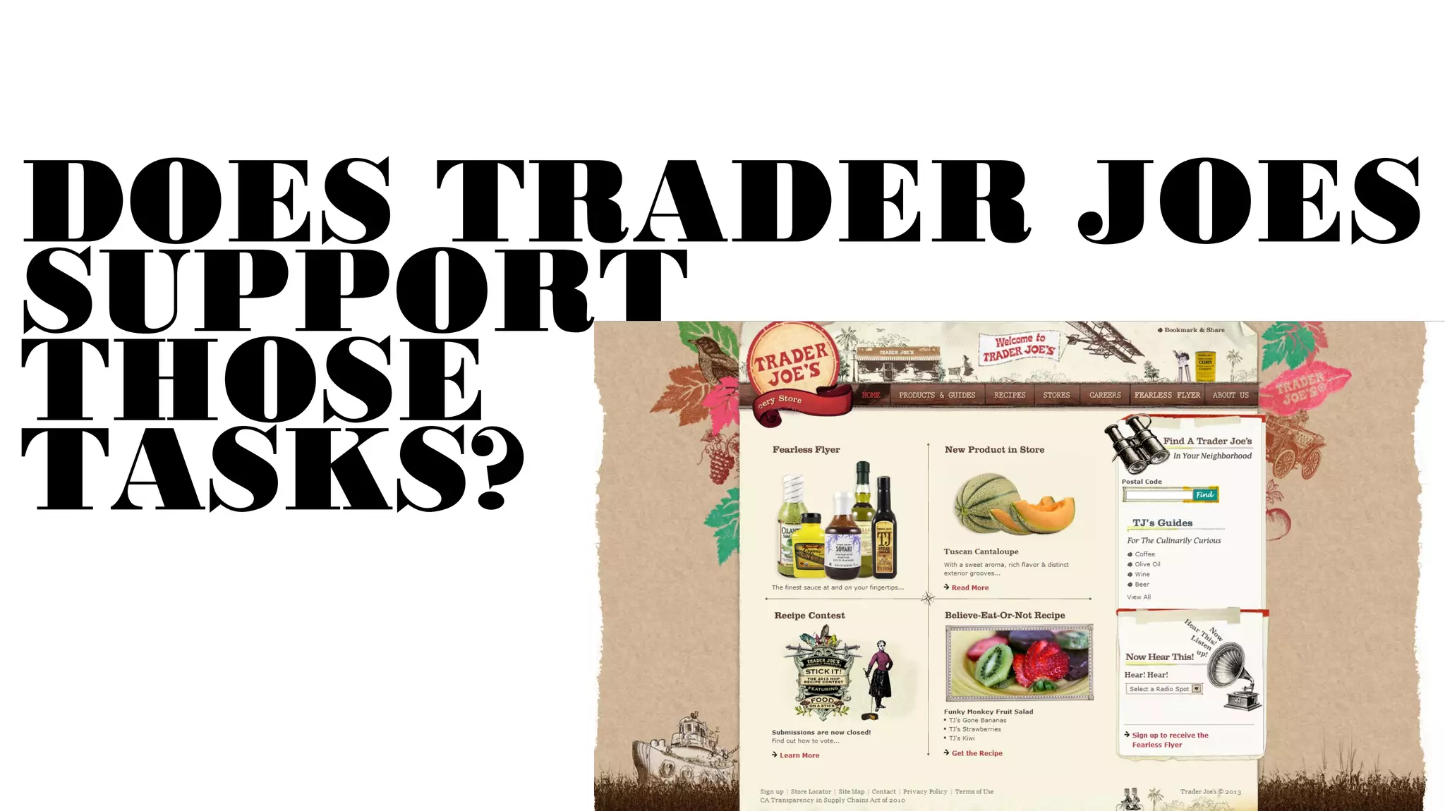DOES TRADER JOES
SUPPORT
YOUR
TASKS?

 