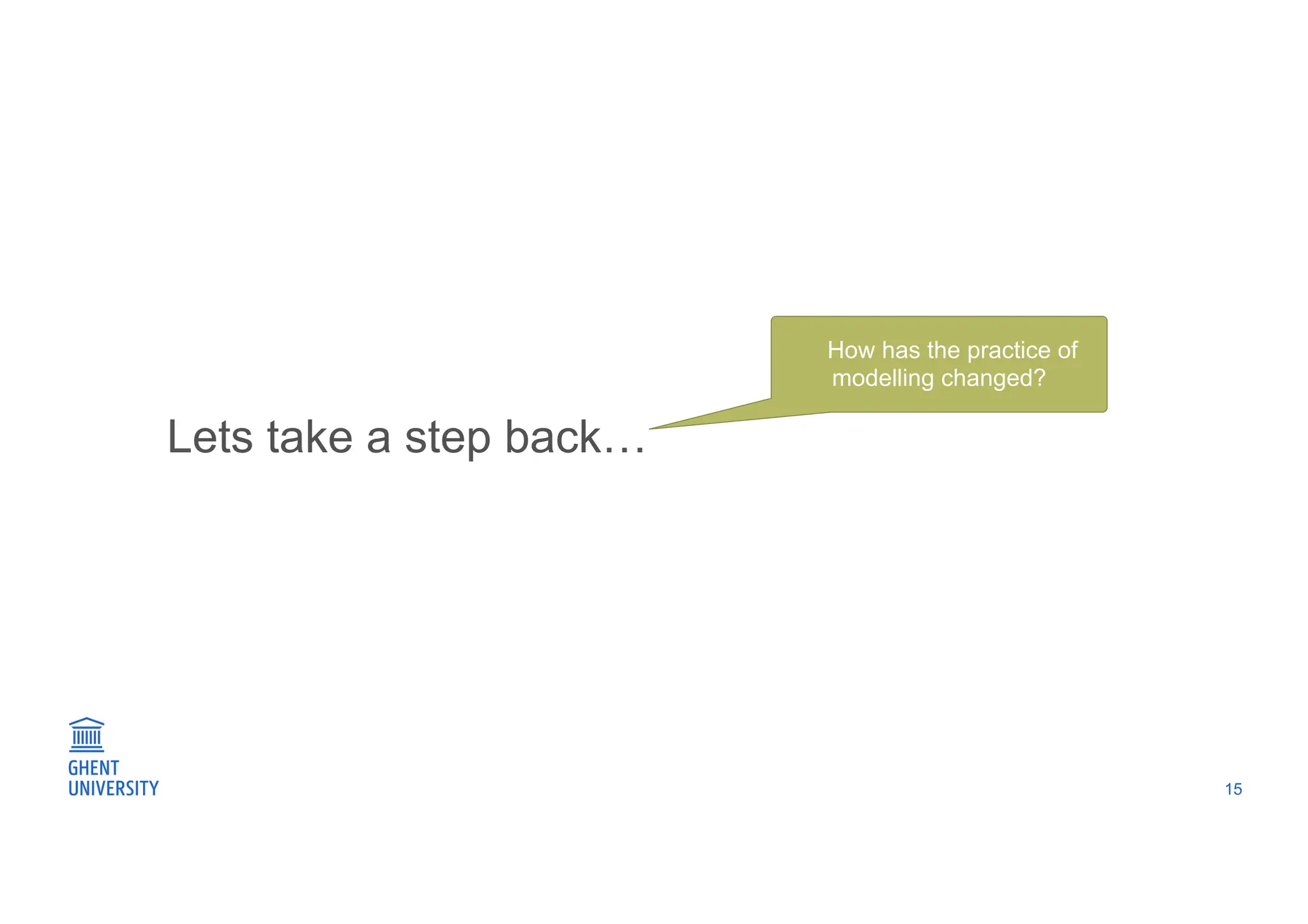 Lets take a step back…
15
What are conceptual
models?
How do models help in
organizing?
When do we want to cross
boundaries and when not?
How has the practice of
modelling changed?
 