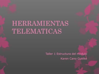HERRAMIENTAS 
TELEMATICAS 
Taller 1 Estructura del modulo 
Karen Cano Guelke 
 