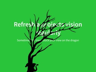 Refresh a projects vision
regularly
Sometimes the trees block your view on the dragon
 