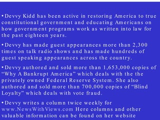 Concerned Citizens Council Lecture Series: Devvy Kidd | PPT