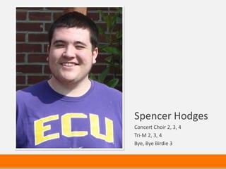 Spencer Hodges
Concert Choir 2, 3, 4
Tri-M 2, 3, 4
Bye, Bye Birdie 3
 