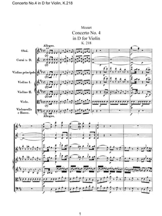 Concerto No.4 in D for Violin, K.218




                                       1
 