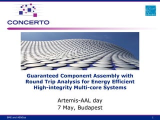 Guaranteed Component Assembly with
Round Trip Analysis for Energy Efficient
High-integrity Multi-core Systems
Artemis-AAL day
7 May, Budapest
1BME and AENSys
 