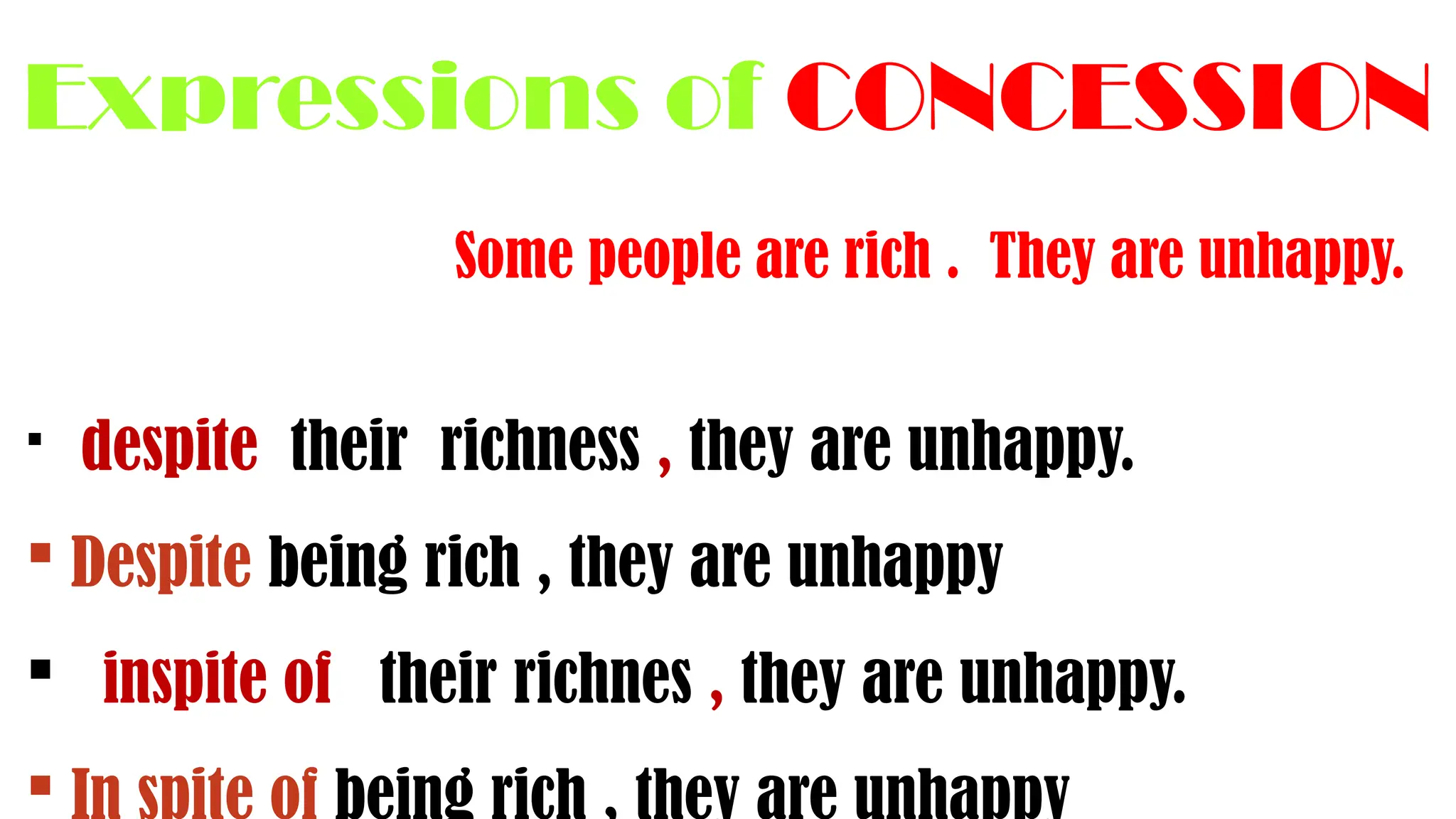concession and contrast, grammar, exercises | PPTX