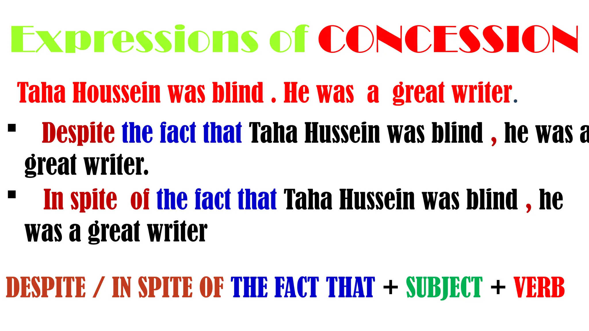 concession and contrast, grammar, exercises | PPTX