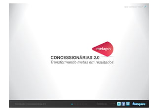 Introdução: Concessionárias 2.0 Conecte-se
CONCESSIONÁRIAS 2.0
Transformando metas em resultados
Quer conhecer mais?
 