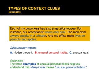 Uncommon Habit Examples Context clue overview | PPT