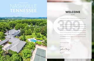 WELCOME
June 2016
As spring fades into summer, our auction block is warming up with 11 upcoming
opportunities across the globe, and most are selling without reserve.
Kick off your summer with the lifestyle of your choice. Pull up your boots and two-
step at a grand, three-story estate in Nashville. Climb to higher elevations in the
mountains of Colorado, Park City, or Nevada. Hit the greens in 3 exclusive golf
communities across the U.S. and Canada. Brush up on American history in historical
Princeton. Host intimate gatherings in the courtyard of a fully-restored 200-year-
old estate in Mallorca, Spain. When the sun gets too hot, cool off in the ocean at
your own beachfront escape in Los Cabos or at your own self-sustaining compound
in breathtaking Vanua Levu, Fiji.
How will your summer begin?
Paddles up,
Laura Brady
President
TENNESSEE
NASHVILLE
PADDLES UP ON JUNE 29TH
MORE DETAILS ON PAGE 8
 