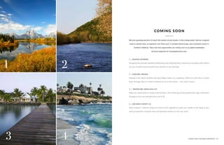 1 2
43
COMING SOON
1 | JACKSON, WYOMING
Set against the dramatic backdrop of Wyoming’s awe-inspiring Tetons, adventure is boundless with millions
of acres of public land and world-class activities at your doorstep.
2 | CONCORD, VIRGINIA
Nestled in the Virginia foothills sits Stone Ridge estate, on a sprawling 2,400 acres with miles of James
River frontage. Ideal as a family compound or for private events — the choice is yours.
3 | NAVODO BAY, VANUA LEVU, FIJI
Make your island dreams a reality at Navodo Bay, a self-sustaining, private paradise with sugar-sand beach
frontage on the most beautiful bay in all of Fiji.
4 | SAN DIEGO COUNTY, CA
Enjoy Southern California living at its finest at this magnificent estate just outside of San Diego as you
soak up panoramic mountain views and amenities worthy of a five-star resort.
COMING SOON: UPCOMING PROPERTIES | 87
We have upcoming auctions to match the summer of your dreams. In the coming weeks, look for a majestic
ranch in Jackson Hole, an expansive river-front oasis, a secluded island escape, and a mountain retreat in
Southern California. These and more opportunities are coming soon to our global marketplace
of luxury properties at ConciergeAuctions.com.
 