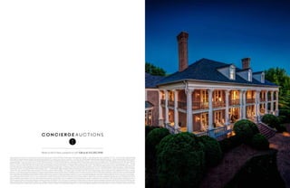These properties are listed for sale by Laura Putty Stroud (#312925) and Lisa F. Wilson (#272967) of French King | Fine Properties (# 262185 ) - 4231 Harding Pike, Suite 5, Nashville, TN 37205 - (615) 292-2622; Kathleen Mandzij
(#9231366) of Callaway Henderson Sotheby’s International Realty (#0120171), 4 Nassau Street, Princeton, NJ 08542 – (917) 846-7851; Philip Toogood (#0038) of Bayleys Real Estate (Fiji) Ltd. – Queens Road, Martintar, Nadi, P.O. Box PD
50, Port Denarau, Nadi (+67 9 675 0420) and Trista Rullan (#01067844) of Hilton & Hyland (#01450521) 250 N. Canon Drive, Beverly Hills, CA 90210 – 310-278-3311; The Bear’s Club Realty Company, LLC dba The Bear’s Club Sotheby’s
International Realty - 11601 Kew Gardens Avenue, Ste 101, Palm Beach Gardens, FL 33410 (Lic#CQ1010833); Jean Merkelbach (B 0012934) of Engel & Völkers Lake Tahoe (NV0012934) – 210 Elks Point Road, Suite 102, Zephyr Cove, NV
89448 (775) 588-7710; Barb Richardson and Lisa Tomalin-Reeves and broker Mary-Ann Mears with Sotheby’s International Realty Canada, 290-815 17th Ave SW, Calgary Ab, T2T 0A1 (403) 254-5315. Concierge Auctions, ULC — 100 King
Street West, Ste 5600, Toronto, ON, M5X 1C9, Canada; Loretta Trayer (#269684) of Premier North Carolina, LLC, Sotheby’s International Realty (#C24902) — 1900 Tynecastle Highway, Banner Elk, NC 28604, 828-898-5022 (office), 423-
646-5554 (cell); Joanne Jewell (100020307) of Century 21 Winter Park Real Estate (EL100029603) – 46 Market St., P.O. Box 2101, Winter Park, CO 80441 (970) 722-2121; Seller Representative, Michael Cunnington, c/o Bufete Foz, Aveni-
da Alemanya 15 Esc A5 -2a, Palma de Mallorca 07003, Baleares, Spain — +34 609 600311; Blake Harrington of REmexico Real Estate Group, Boulevard Marina s/n Lote 17, Local 20 y 26 B, Col. Centro, Cabo San Lucas B.C.S. C.P. 23410,
+52 624 191 3462; and Chad Mitchell, agent and broker of Discovery Properties (5462594-PB00) – 85 S Main St, Kamas, UT 84036 (435) 783-3400. Auctioneer Frank Trunzo (CA Bond #511522, AU#2328, NCAL #9167). Concierge
Auctions, LLC is the provider of auction marketing services and is a licensed Tennessee broker (#261683; Broker Chad Roffers, #323135) and New York broker (#10991209483; Broker Chad Roffers, #10491202564); is a licensed Florida Real
Estate Corporation (CQ1032600) and Auction Business (AB2760, NCAL# 9427); possesses California Auctioneer’s Bond #511475; is not a licensed brokerage and is not directly involved in selling real property in NJ, CO, UT, and Canada —
777 S Flagler Drive, West Palm Beach, Florida 33401 212-202-2940. Concierge Auctions is conducting the Mexico auction in connection with Asset Remarketing S. De R.L de C.V. Concierge Auctions, LLC is a marketing service provider for
auctions. All measurements, property corners, etc. to be verified by buyer to buyer’s full satisfaction. The services referred to herein are not available to residents of any state where prohibited by applicable state law. Concierge Auctions LLC, its
agents and affiliates, broker partners, Auctioneer, and the Sellers do not warrant or guaranty the accuracy or completeness of any information and shall have no liability for errors or omissions or inaccuracies under any circumstances in this or
any other property listings or advertising, promotional or publicity statements and materials. This is not meant as a solicitation for listings. Brokers are fully protected and encouraged to participate. See Auction Terms and Conditions for more
details. ©2008 Sotheby’s International Realty Affiliates LLC. All Rights Reserved. Sotheby’s International Realty and the Sotheby’s International Realty logo are registered (or unregistered) service marks used with permission. Each Sotheby’s
International Realty office is independently owned and operated. Neither Sotheby’s, Sotheby’s International Realty Affiliates LLC nor any of their affiliated companies is providing any product or service in connection with this auction event.
Ready to bid or have a property to sell? Call us at 212.202.2940.
 