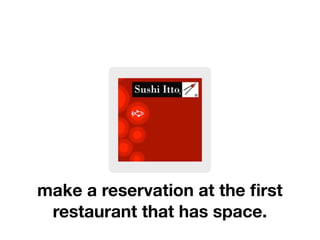 make a reservation at the ﬁrst
 restaurant that has space.
 