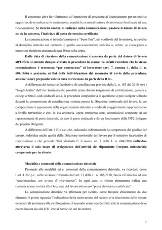 Lettera di licenziamento per esternalizzazione servizio