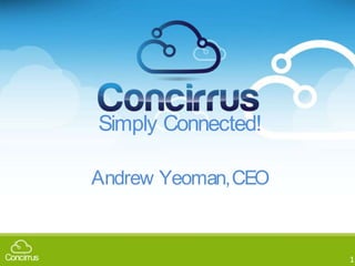 11Concirrus 11Concirrus
Simply Connected!
Andrew Yeoman,CEO
Andrew Yeoman- CEO
 