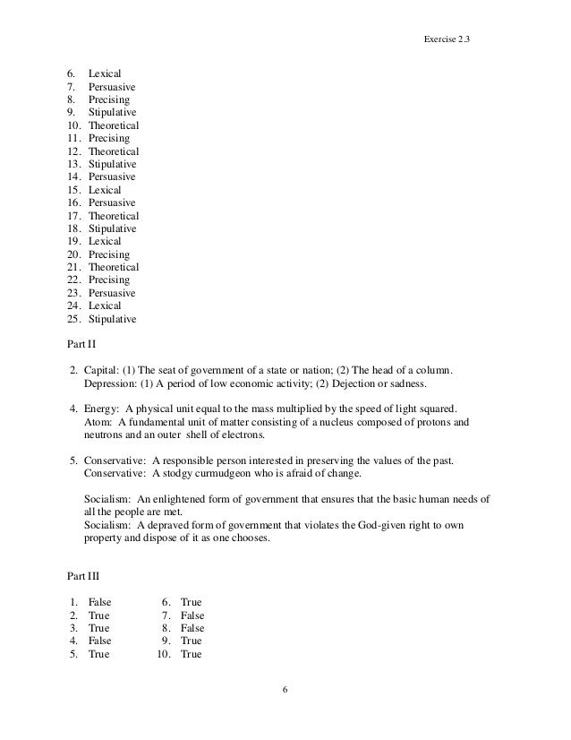 Introduction To Logic Exercise Answers