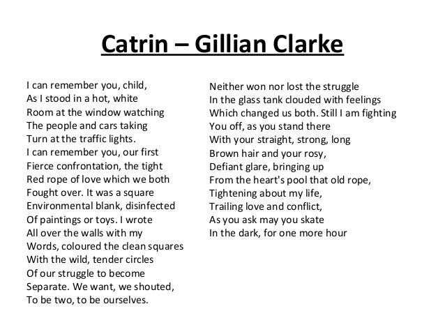 Gillian clarke catrin essay picture