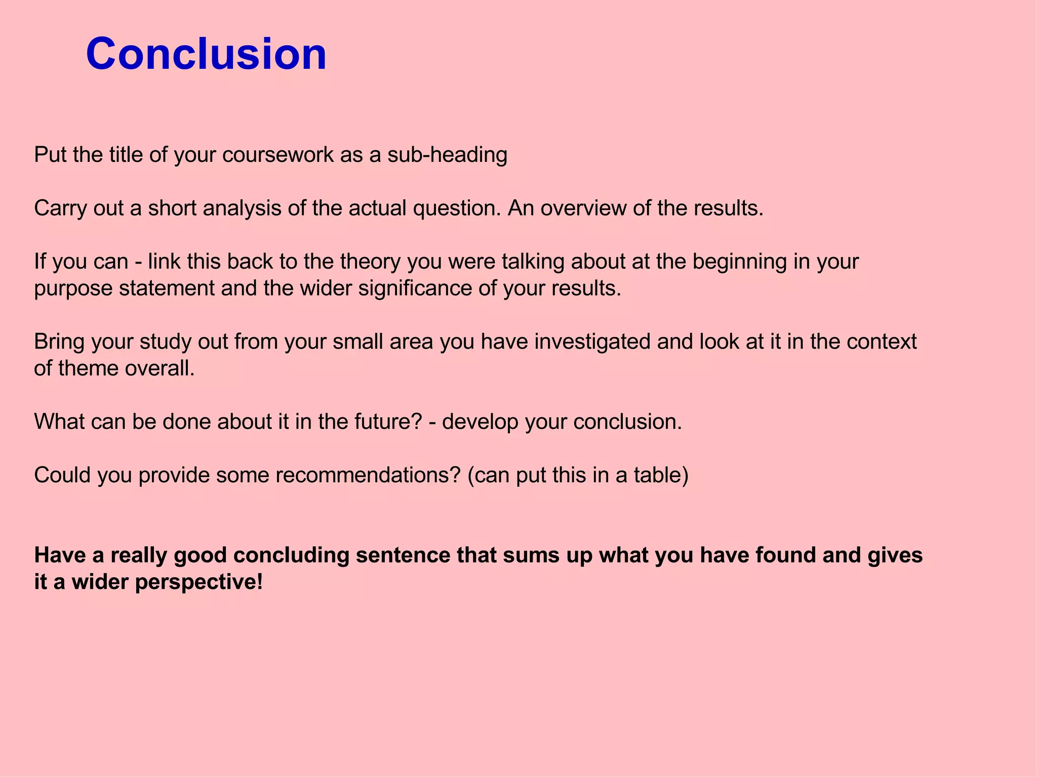 Conclusion and Evaluation | PPT