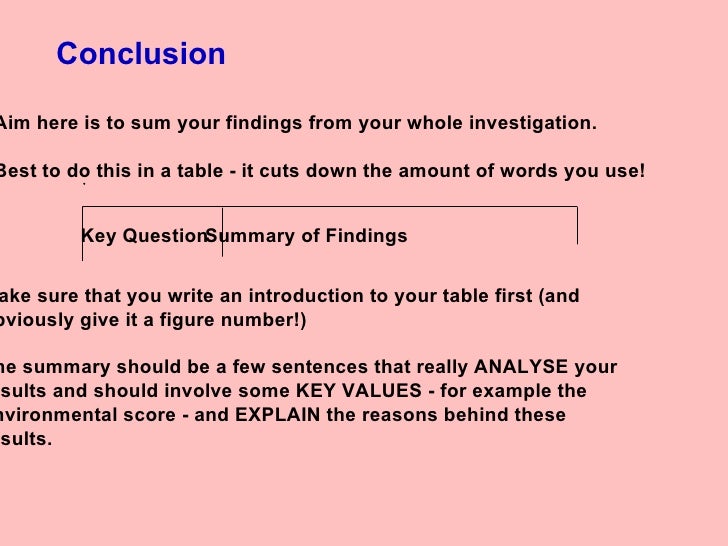write a conclusion for the investigation
