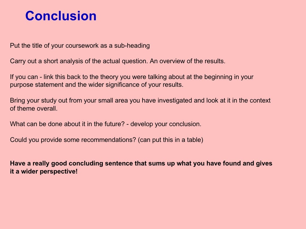 Conclusion and Evaluation